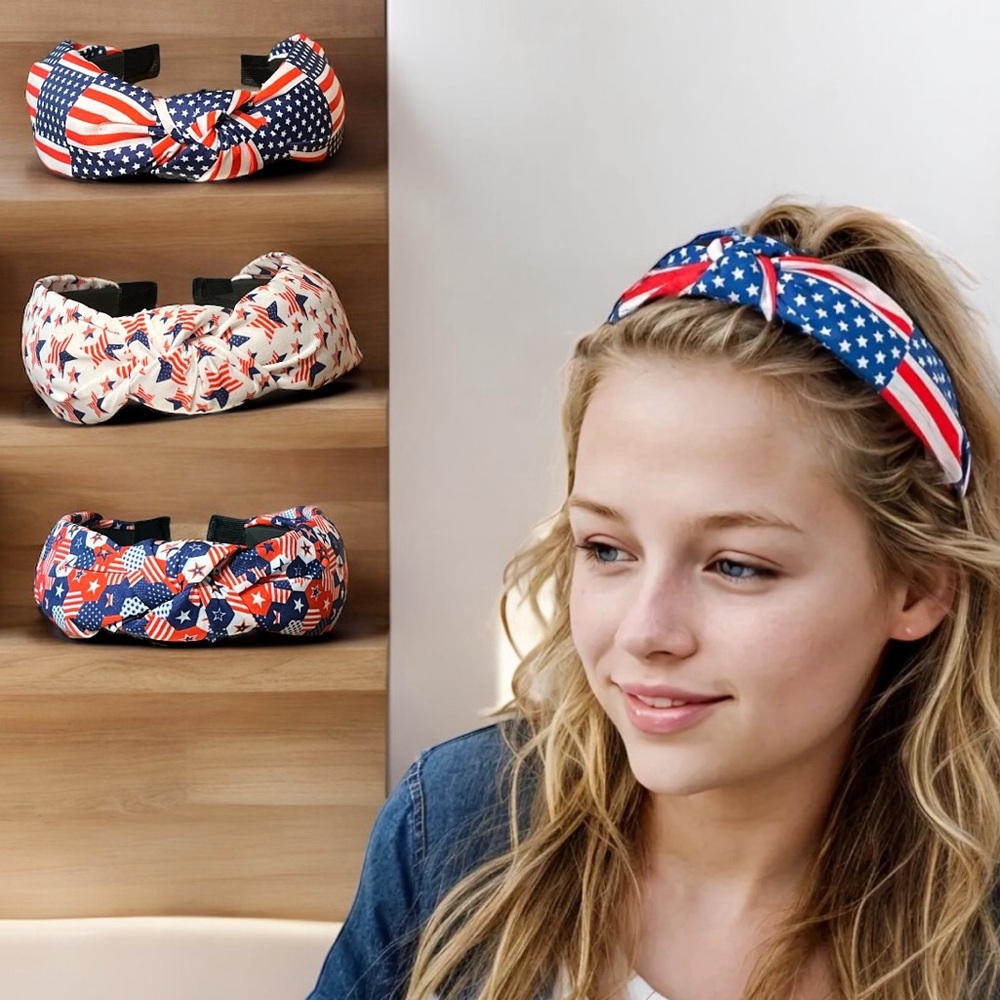 Patriotic Flag 🇺🇸 & Stars ⭐️ Design 3pcs Headband Set